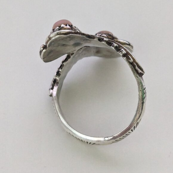 Vintage Signed RB Richard Begay Native Navajo 925 Sterling MOP Bypass Ring 7.75 - Picture 5 of 8